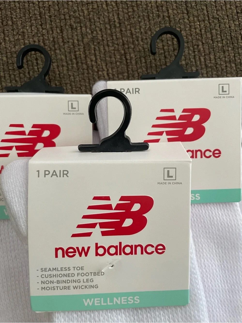 NWT Unisex (3 Pair) Adult New Balance White Wellness Crew Socks Size L
